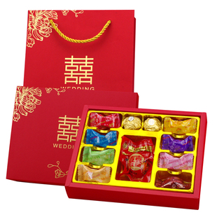 中式 糖盒含糖喜蛋喜饼可放烟 费列罗明治巧克力喜糖成品10粒礼盒装