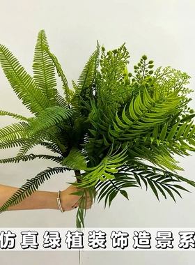 仿真植物系列之垂感波草仿生态感波草蕨类植物 室内绿化景观布置