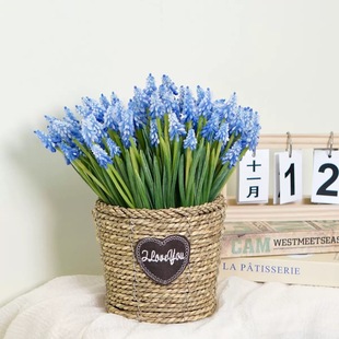 6支扎束葡萄风信子飞燕草仿真花婚庆客厅装饰花艺假花摄影道具