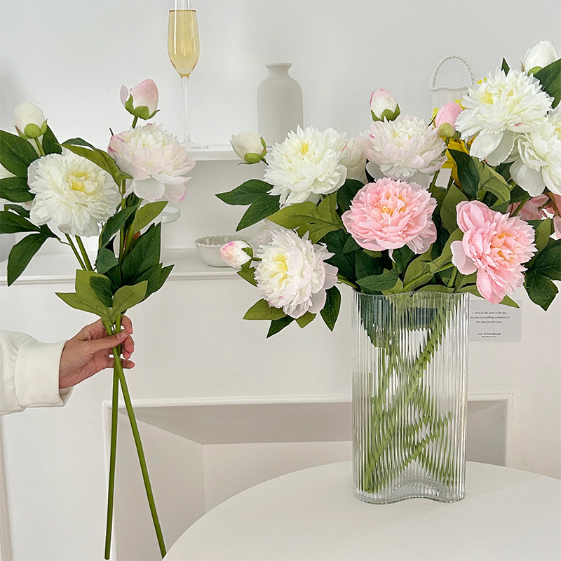 3头芍药牡丹欧式仿真花绢花