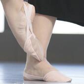 弹力布PU 芭蕾舞半截鞋 专业舞蹈半掌鞋 大底软底形体艺术体操练功鞋