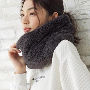 出口日单秋冬季 逛街双层保暖脖套日系纯色护颈围巾 毛绒围脖女时尚