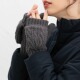 出口日本秋冬季 连指毛线手套 手套女加绒加厚保暖半指翻盖手套时尚