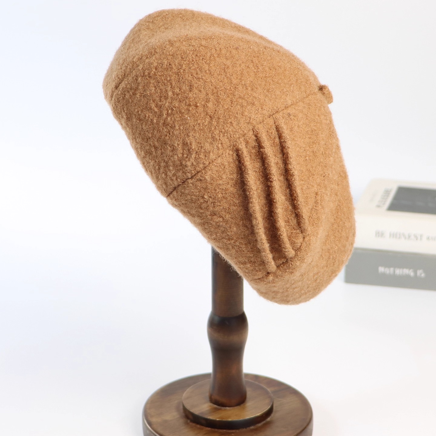 秋冬季女士纯羊毛呢贝雷帽子时尚逛街保暖画家帽女日系休闲八角帽