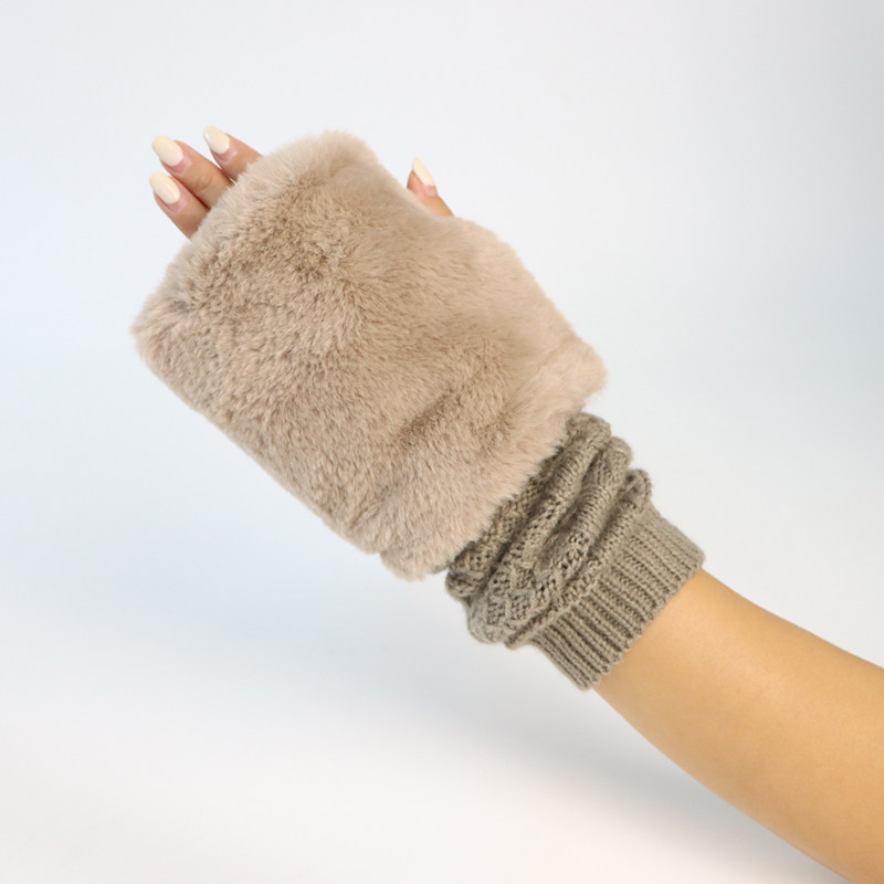 日单秋冬季仿兔毛手套女时尚保暖