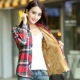 2025冬季 长袖 女韩版 外套 女装 新款 纯棉打底衫 加厚加绒保暖格子衬衫