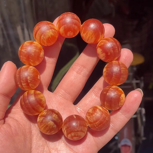 天然全透光琥珀木手串东北松明子2.0佛珠高油脂原木