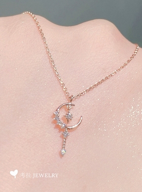 s925魔法棒黄金纯银锁骨链女钻石