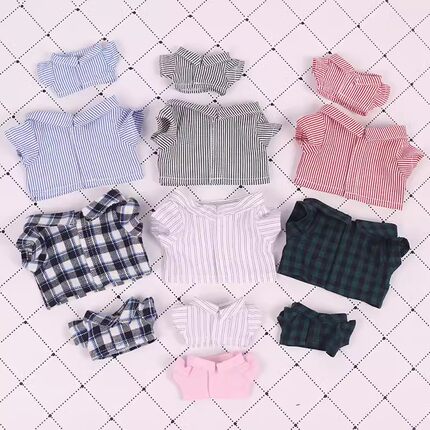 现货娃衣20CM衬衣衬衫外套10厘米棉花娃娃衣服无属性格子明星同款