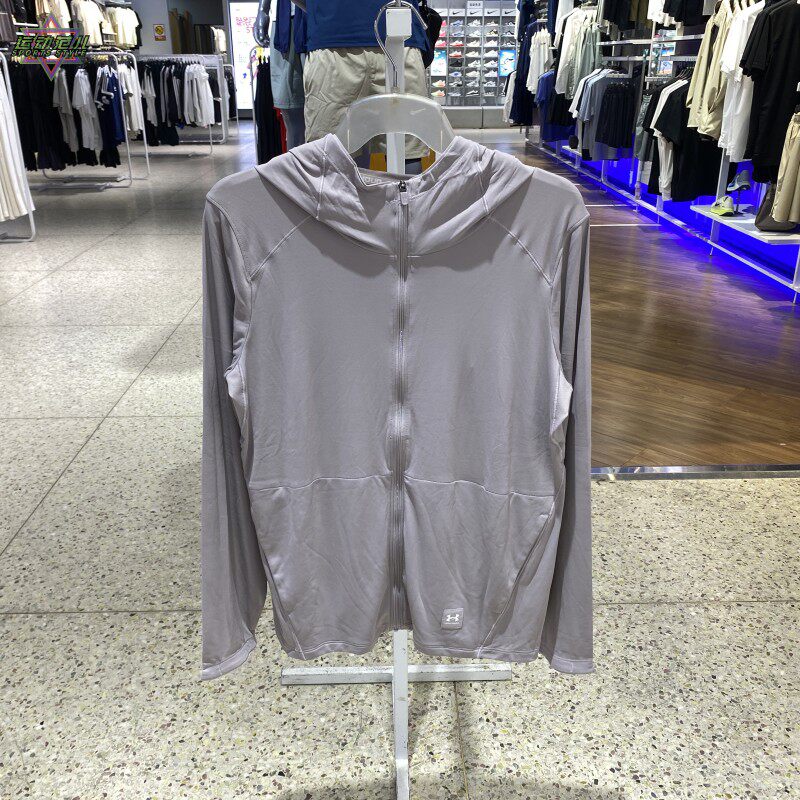 夏新款正品UA安德玛薄款透气连帽百搭女运动梭织夹克外套皮肤衣