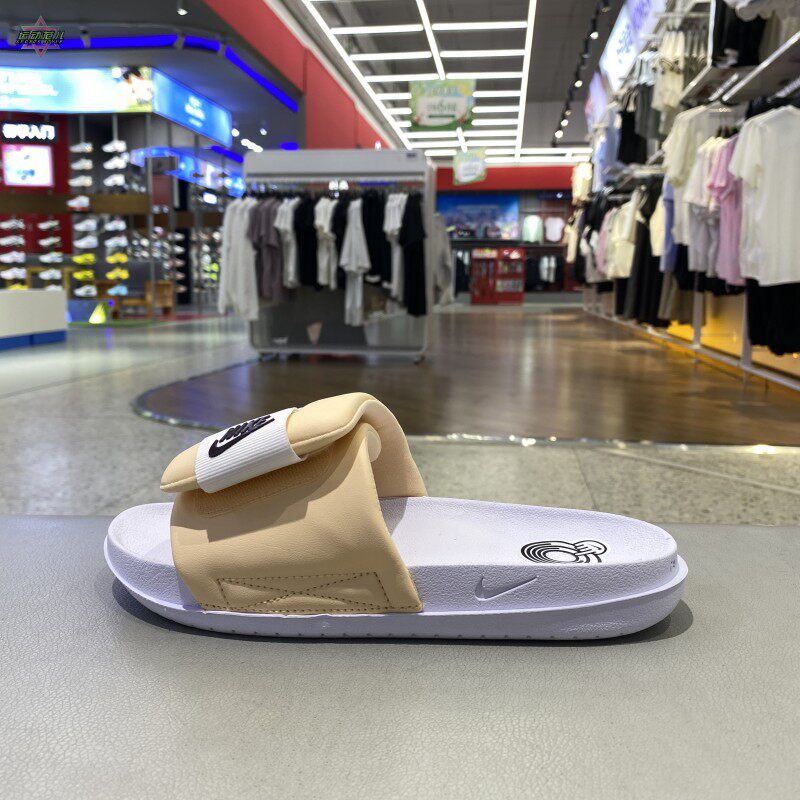 正品NIKE耐克经典LOGO轻便舒适女士运动休闲魔术贴拖鞋DV1033-105