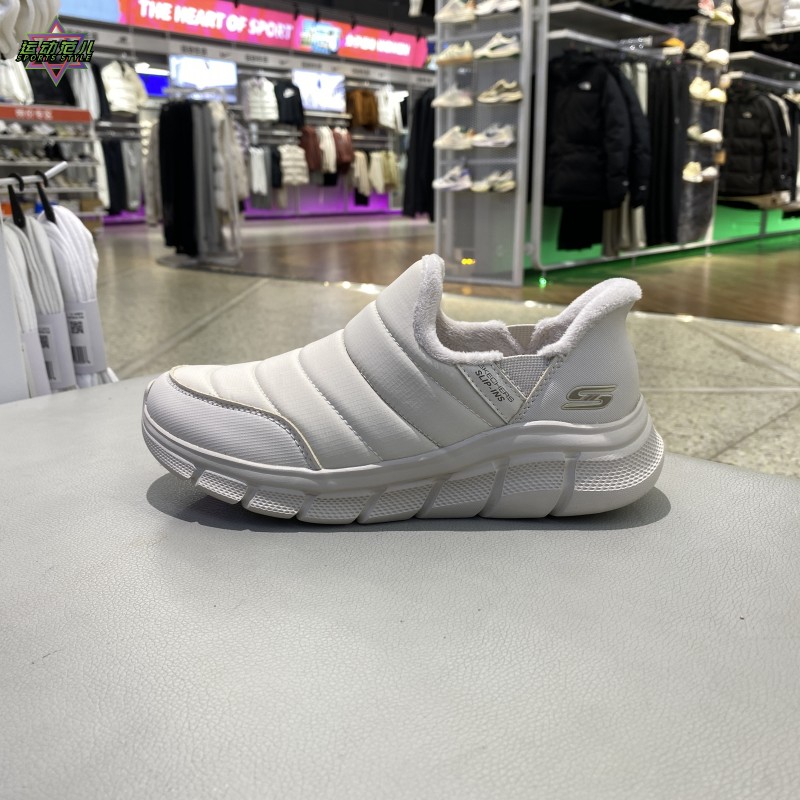 斯凯奇女男加绒一脚蹬运动休闲鞋