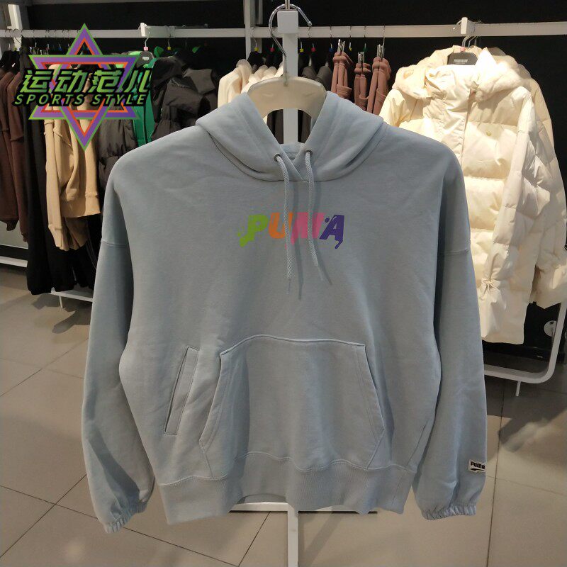 PUMA 푸마 클래식 로고 후드 여성 스포츠 캐주얼 니트 스웨트 풀오버 670957-02