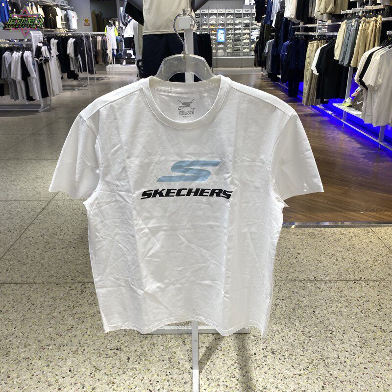 新款正品SKECHERS斯凯奇透气圆领男女运动休闲短袖T恤L225U070