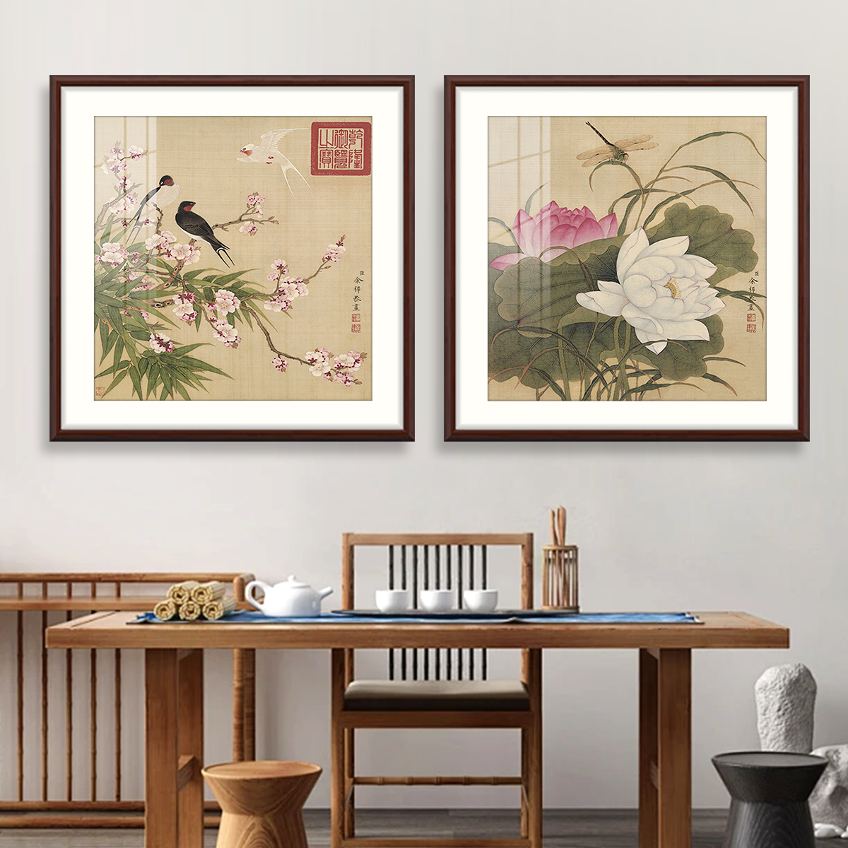 国画花鸟十字绣2025新款客厅餐厅卧室玄关新中式国风经典名画花卉
