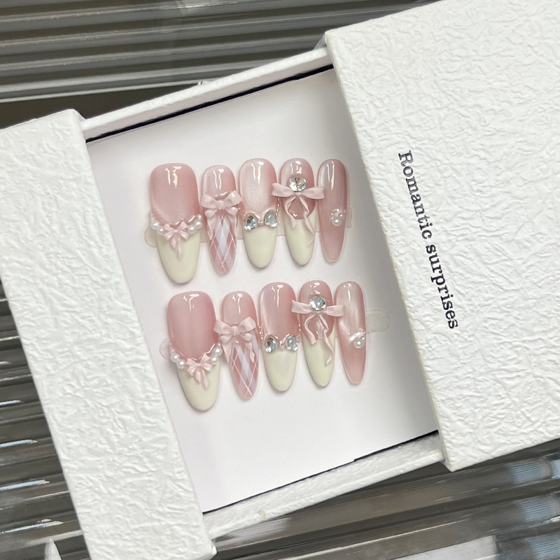 甜心少女纯手工穿戴甲冰透猫眼