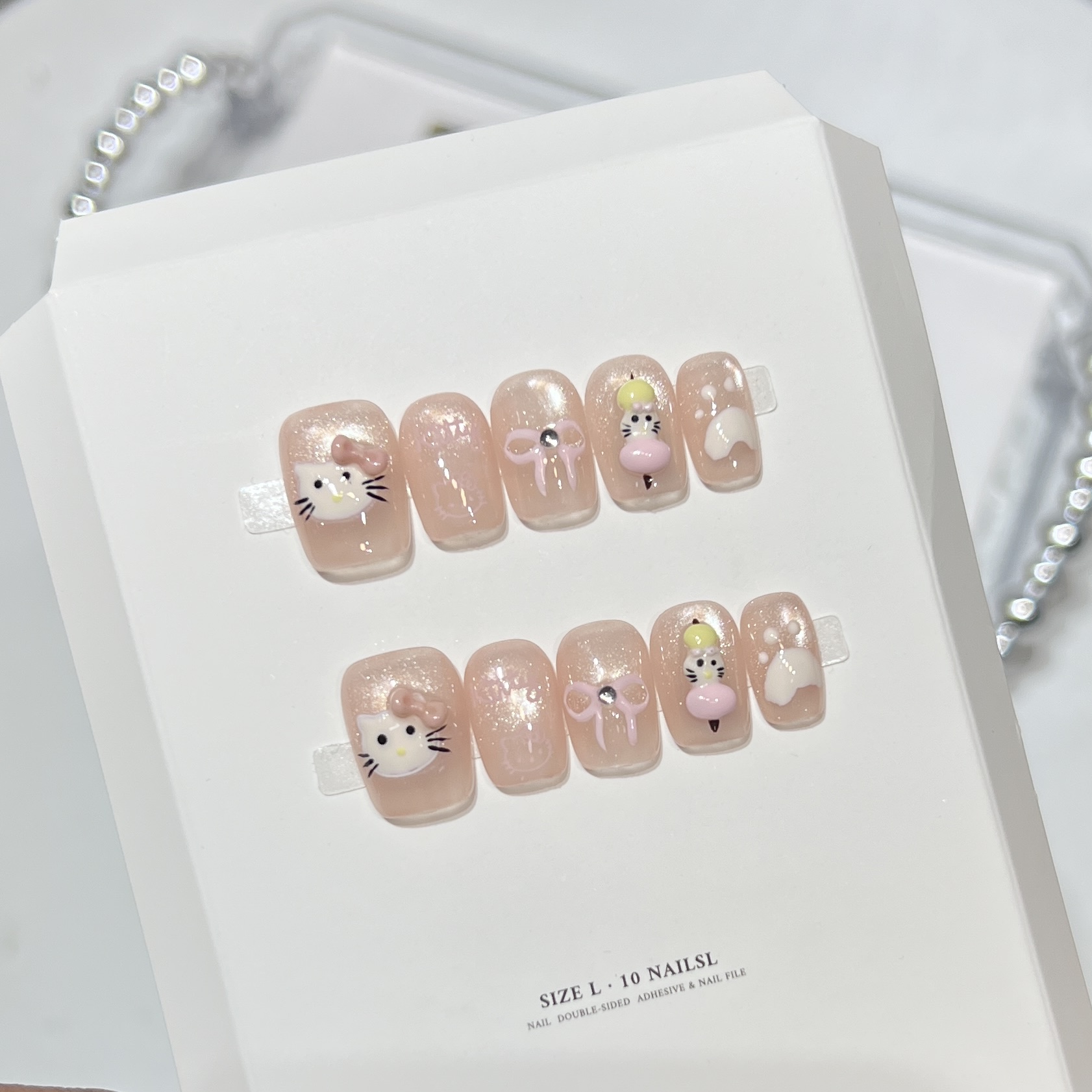 糖葫芦小猫猫眼晶石手工穿戴甲贴