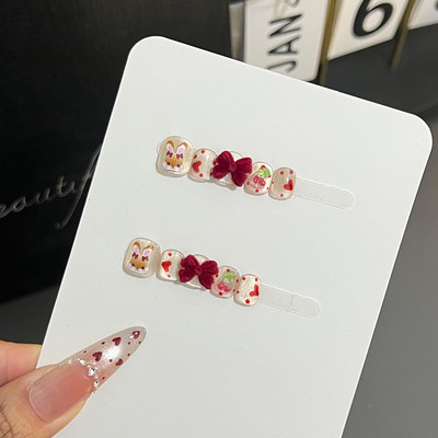 纯手工儿童穿戴甲蝴蝶结爱心兔兔