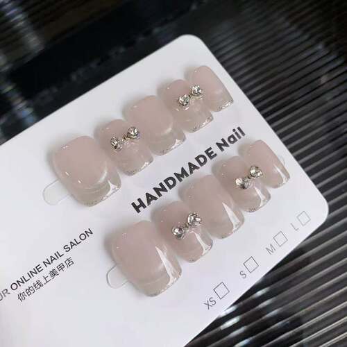 手工穿戴甲短款法式猫眼