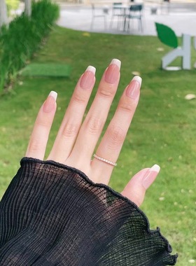 【草莓奶盖】纯手工穿戴甲法式美甲贴片显白渐变成品穿戴式假指甲