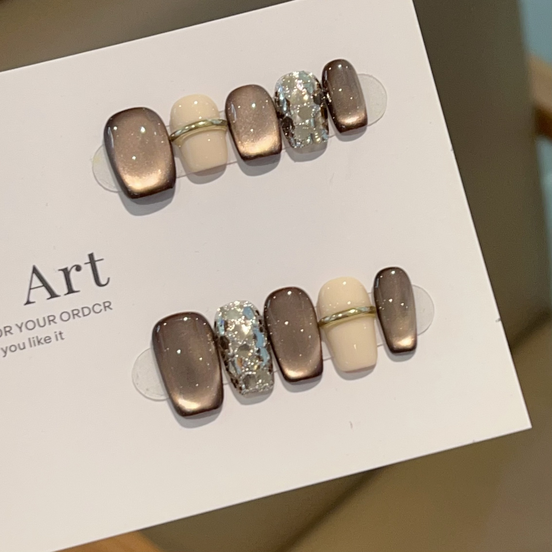 纯手工猫眼穿戴甲H424款