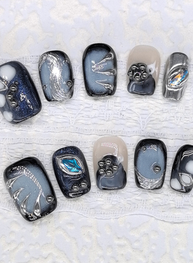 原创【星空之眼】秋冬高级复古纯手工定制辣妹冷酷风美甲穿戴甲