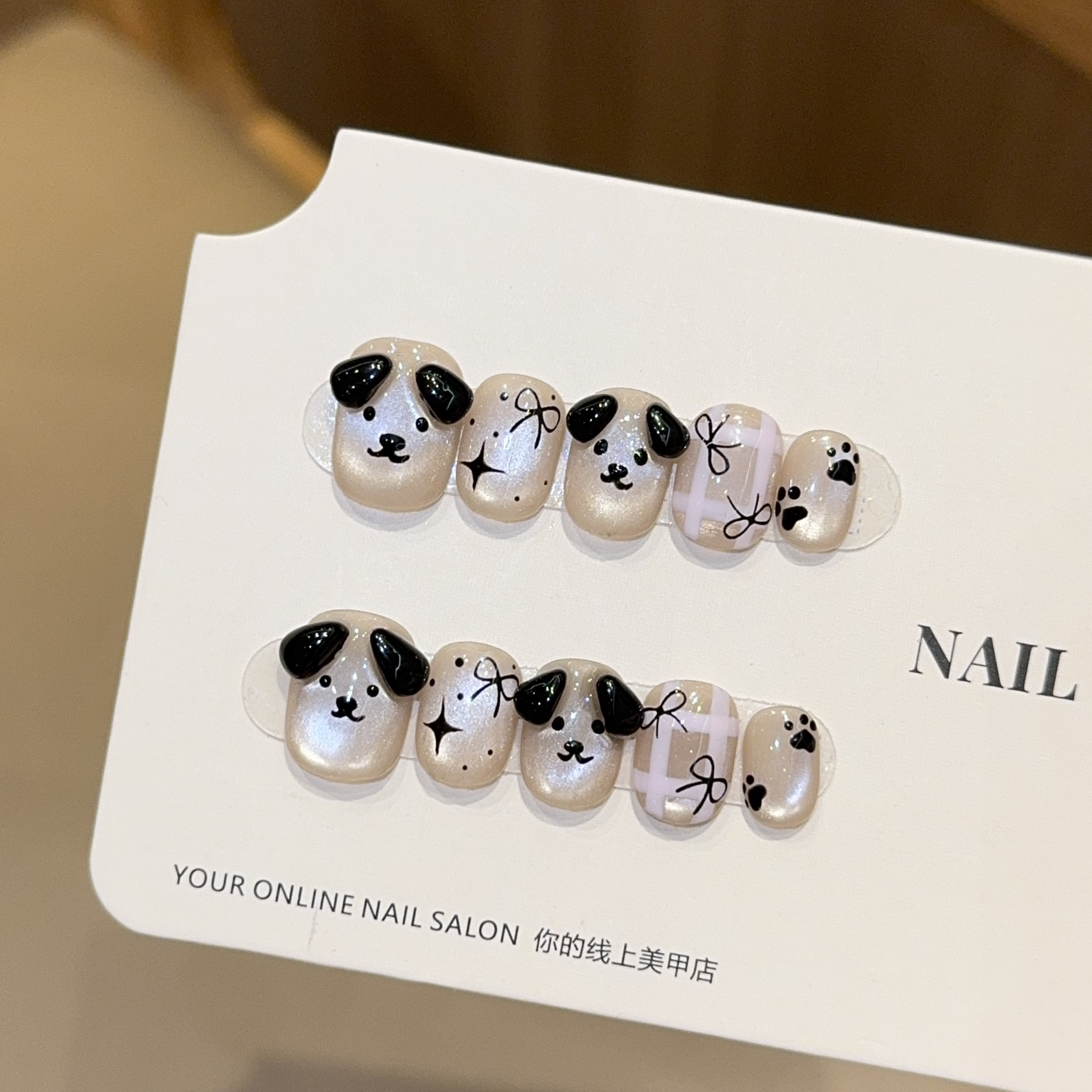 【 帕恰狗】ins风纯手工穿戴甲高级感短款美甲假指甲贴片豆豆甲