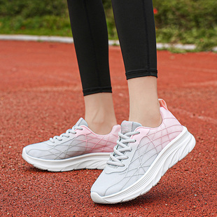 夏季透气运动鞋女款软底减震超轻跑步鞋学生平底鞋网面厚底鞋女鞋