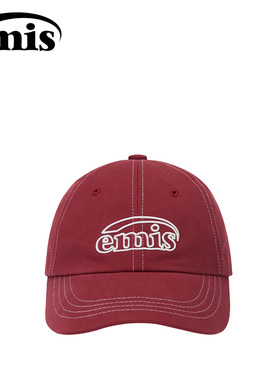 韩国emis帽子女缝线镂空标红色棒球帽大帽围软顶鸭舌帽男款秋冬