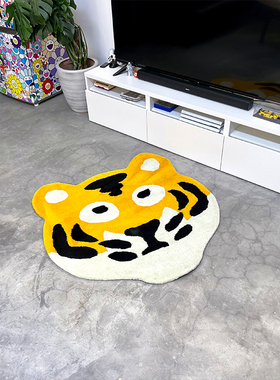 现货原创HUMAN MADN老虎头地毯卡通手工卧室客厅家用混纺阳台动漫