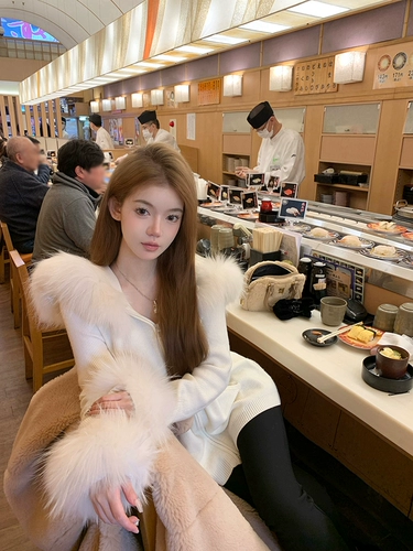 Hoggyqin Tea Hunter/енот меховой воротник с капюшоном с кардиганом женский ленивый вязаный топ