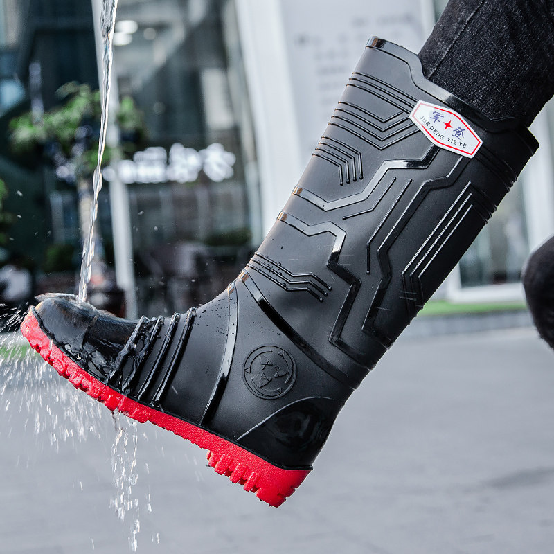 军登高筒雨鞋男女款2026上新款骑手防滑防水耐磨厚底胶鞋钓鱼水靴