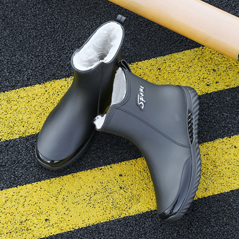 加绒雨鞋男款保暖中筒雨靴防滑耐磨厨房工作胶鞋钓鱼外卖骑手水鞋