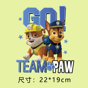 童装 胶印T恤卫衣印花烫画 可爱卡通汪汪队GO字母图案热转印贴柯式