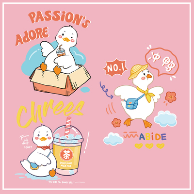 卡通小鸭子烫画贴热转印贴印花