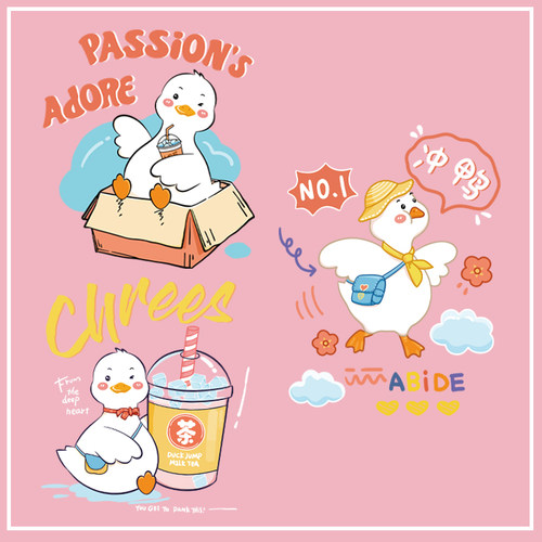 卡通小鸭子烫画贴热转印贴印花