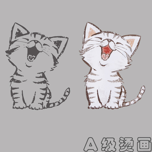 猫咪动物胶印烫画贴热转印