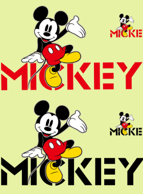 潮牌卡通米奇图案热转印服装胶印贴柯式过粉T恤印花辅料烫画贴