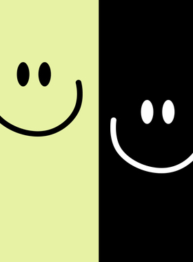 潮牌ins简约笑脸图案热转印T恤卫衣印花贴柯式过粉胶印服装烫画贴