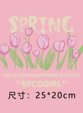 字母郁金香烫画贴热转印印花贴