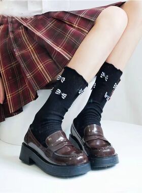 黑色小方头小皮鞋女2025年新款日系学院风时尚百搭一脚蹬玛丽