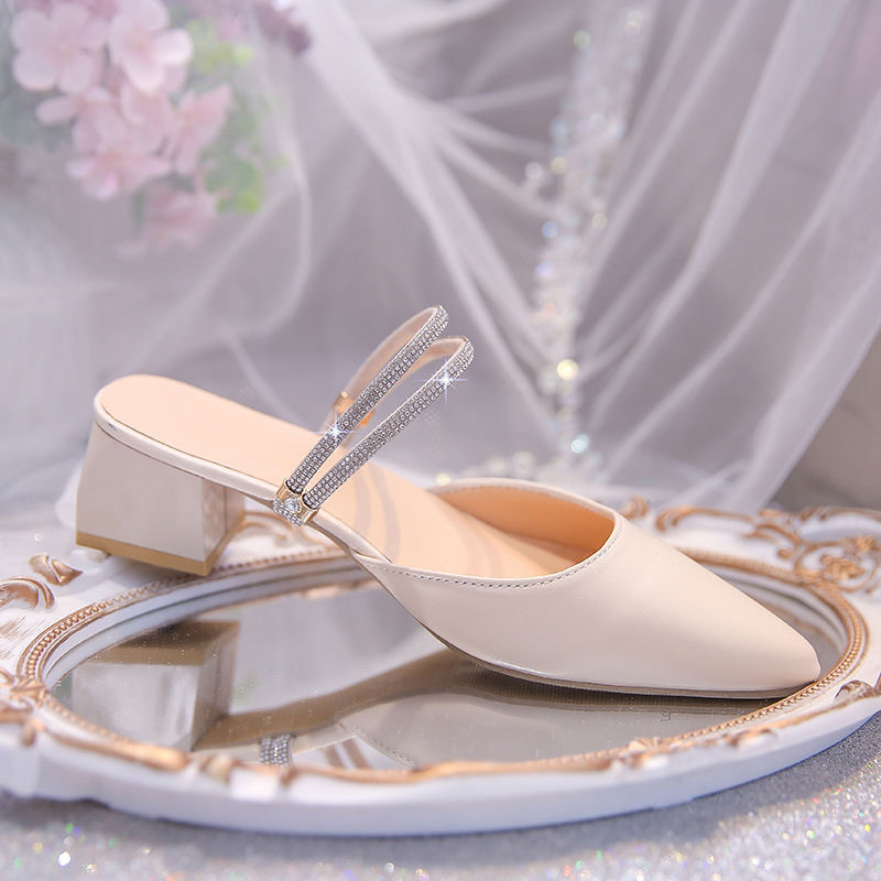 复古英伦风两穿一字带凉鞋春夏季新款法式仙女风设计感高跟包头拖