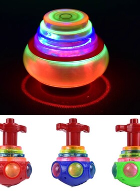 七彩发光陀螺玩具新款卡通音乐旋转灯光能男儿童手拧七彩闪光陀螺