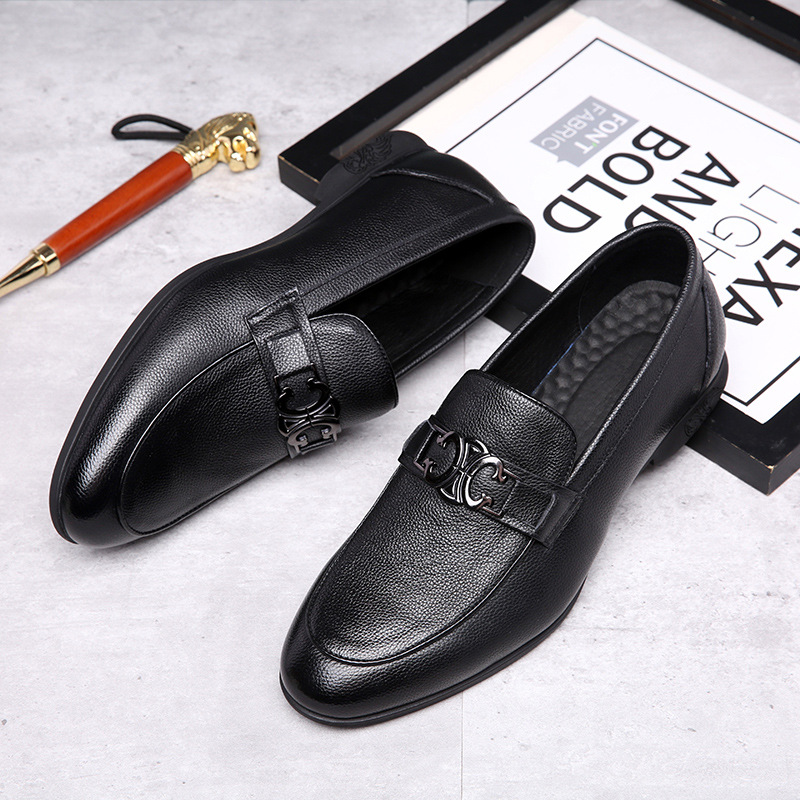 懒人鞋男真皮一脚蹬小皮鞋理发师软皮乐福鞋轻便休闲驾车豆豆鞋男