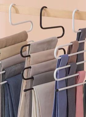 牛仔裤收纳不锈钢裤架子家用衣柜多功能衣挂架无痕架多层