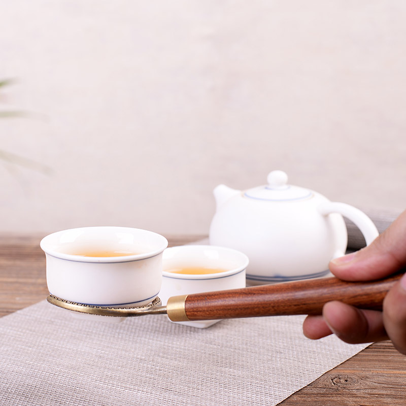 速发杯叉 茶道花梨木茶杯叉子杯托铜茶托功夫茶具零配件防烫杯夹