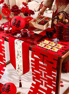 速发订婚宴客台全套摆厅茶几摆件装饰婚礼扮茶场景装敬结婚房布置