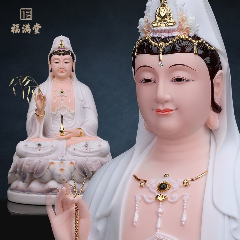 速发用音佛象树供观音菩萨家观供奉观音佛像家庭脂的南海观世音摆