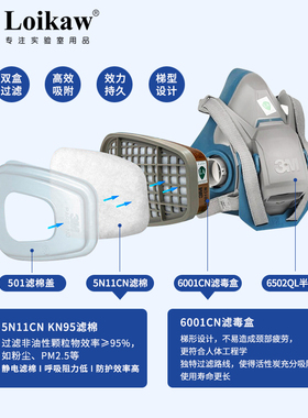 速发防毒面具防尘装修甲醛化工气体工业粉尘喷漆防护面罩6502QL