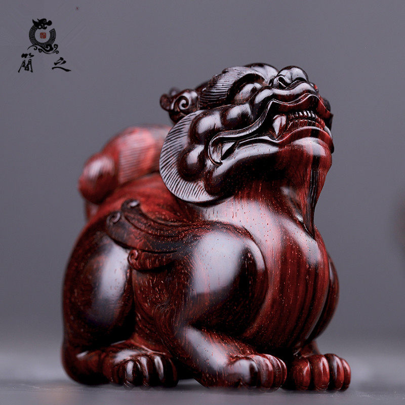 速发貔貅手把件小叶紫檀木雕湘工文玩把玩物件招财瑞兽手玩把件男